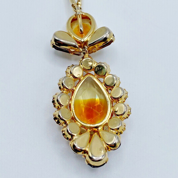 Vintage Givre Bi Color Glass Rhinestone Necklace Earrings Set High Quality Demi - Picture 5 of 16